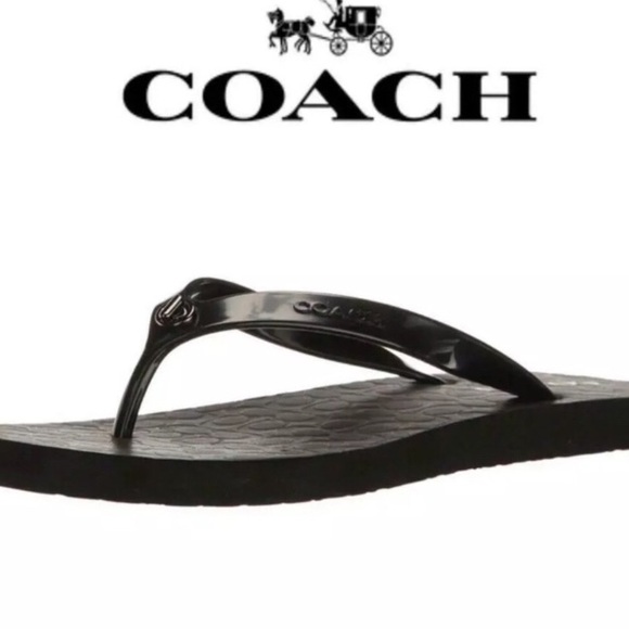 coach black flip flops
